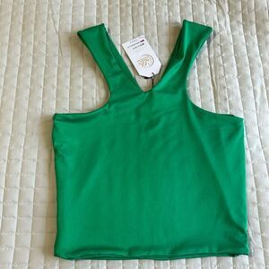 NEW - Solid Green Crop Tank Top One Size